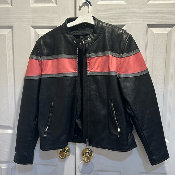 Vintage Hot Leathers Pink and Black Moto Jacket